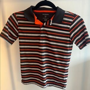 George Orange, White, and Gray Striped Polo